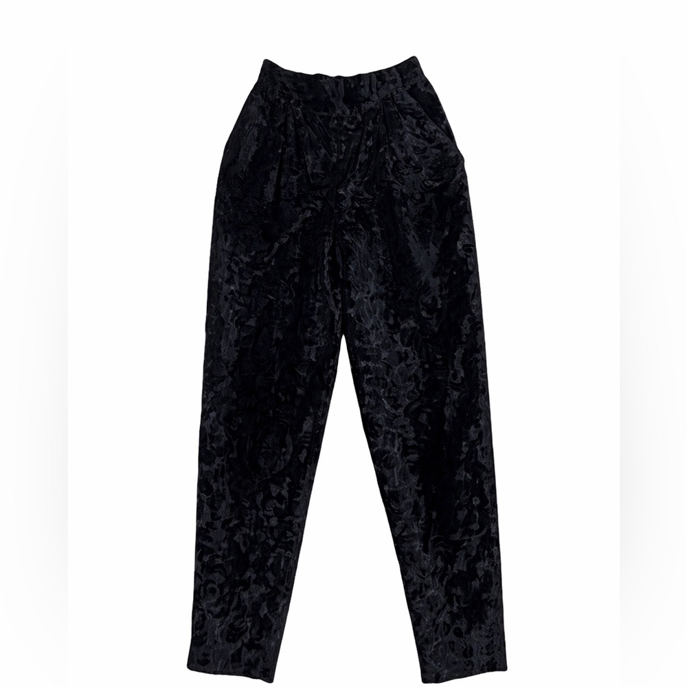 Christian Dior Separates Black Burnout Velvet Pants Size 4 Silk Lined - Picture 2 of 11